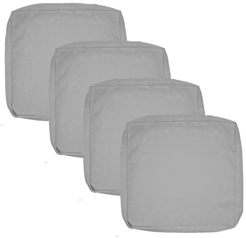 FLYMEI Terrassenkissenbezüge, 61 x 61 x 10 cm, wasserdichter Outdoor-Kissenbezug, Ersatz-Sitzkissen, Schonbezug für Rattanstuhl, Sofa, Grau, 4 Stück