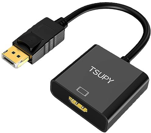 Adaptateur Displayport HDMI TSUPY 4K Connecteurs Plaqués Or Adaptateur DP (Display Port) mâle vers Hdmi Femelle, pour PC Portable Écran Projecteur etc
