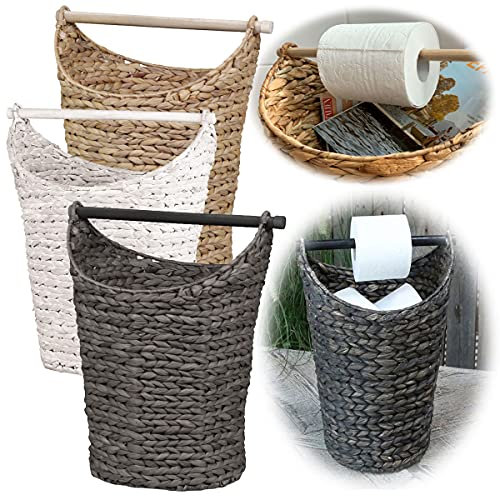 LS-LebenStil Toilettenpapier-Ständer Vintage Weiß Deko-Korb Klorollen-Halter WC Rollenhalter