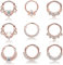 CASSIECA 9 PCS 16G Nasenpiercing Ring Nasenring Hoop Piercing Set für Frauen Männer Daith Ohrringe Nasenpiercing Chirurgenstahl Septum Clicker Ring Knorpel Helix Tragus Piercing Nase Piercing Schmuck