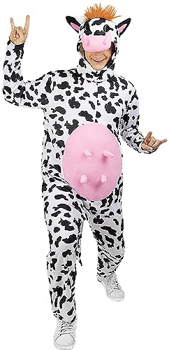 Funidelia | Disfraz de vaca para hombre y mujer Animales, Granja - Disfraz para adultos y divertidos accesorios para Fiestas, Carnaval y Halloween - Talla M - L - Blanco