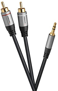 celexon 2x Cinch auf 3,5mm Stereo Klinke Audiokabel 2,0m - Plug & Play - Professional Line