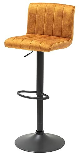 Riess Ambiente Drehbarer Retro Barhocker Portland senfgelb Samt Barstuhl Tresenstuhl Hausbar