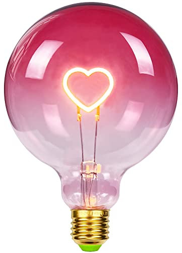 TIANFAN Vintage-Glühbirnen, LED-Glühbirne, 4 W, dimmbar, Liebes-/Heim-Buchstabe, dekorative Glühbirnen, 220/240 V, E27, Tischlampe (Herz)