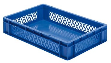 LA-KA-PE der ROLLENDE SHOP - Euro-Stapelbehälter 600x400x120 mm durchbrochen blau