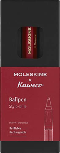 Moleskine x Kaweco Kugelschreiber, Nachfüllbarer Stift aus ABS-Kunststoff für Schriftsteller, Notizenmacher, Mine 1,0 mm mit Blauer Tinte, Farbe Rot