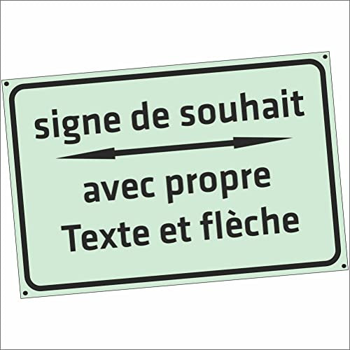 INDIGOS UG Panneau à personnaliser soi-même avec flèche – Menthe – Plaque composite en aluminium 12 tailles – 30 x 20 – 200 x 100 cm – Plaque personnalisée avec texte – Pour garage, hôtel, parking