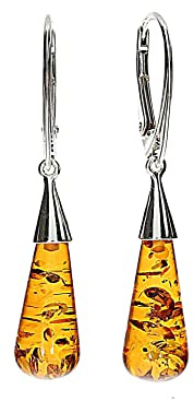 Bernstein Ohrringe von Artisana-Schmuck, Tropfen-Ohrringe aus Bernstein und 925/000 Sterling Silber