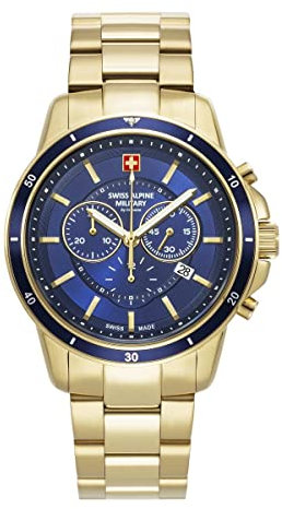 swiss alpine military Herren Uhr Chronograph Analog Quarz 7089.9115SAM Edelstahl