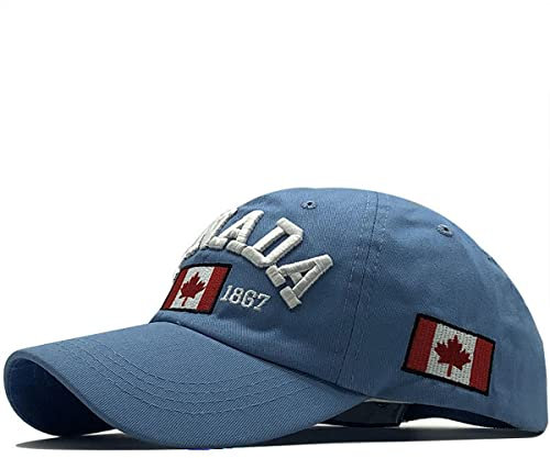 Unisex Baseball Kappe Basecap Vintage Stickerei Canada Baseball Hut Freizeit Cap Baseballmütze Hat Caps Mützen Kappe Sonnenhut Sportkappe für Damen Herren,BLAU