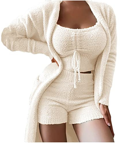 Sportset FüR Damen Workout Set Damen Kurz Gerippt Jogginganzug Set Bauchfrei Sport Oberteile Crop Top + High Waist Gym Shorts Sport Leggings Yoga Hose Sexy Gym Set Zweiteiler Outfit Damen Freizeit Bas