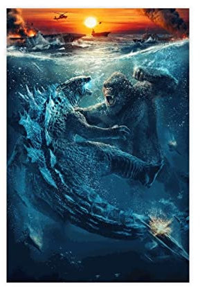 Godzilla Vs Kong Poster 2021 American Monster Film Cover Schlafsaal Schlafzimmer Wandkunst Deco Poster Leinwand Poster Schlafzimmer Dekor Sport Landschaft Büro Zimmer Dekor Geschenk Unrahmen-Stil 30 x