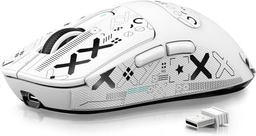 ATTACK SHARK X3 - Mouse da gioco wireless leggero, 49 g, Tri-Mode Bluetooth/2.4G/USB-C, sensore PAW3395 26K DPI, durata della batteria 200 ore, pulsanti programmabili, Griptape per PC/laptop/Mac