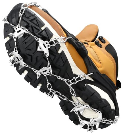 Steigeisen für Bergschuhe, Edelstahl Ice Klampen Steigeisen, Anti Rutsch auf EIS und Schnee für Wanderschuhe Klettern Bergsteigen Eisfischen im Winter
