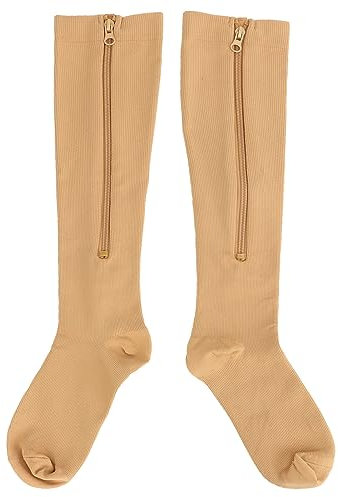 PenRux Kompressionssocken mit Reißverschluss, 1 Paar, 15–20 mmHg, Medizinische Kompressionssocken mit Geschlossener Zehenpartie und Hautschutz mit Reißverschluss, Hohe Stützsocken
