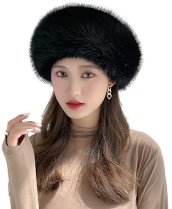 Pelzmütze Damen Fellmütze, Russische Kunstpelzmütze für Damen Faux Fuchs Cossack Mütze Wintermütze Kunstfell Wintermütze Pelzmütze Barett Warme Mütze Kosakenmütze Pelzmütze Cossack Russische Mütze