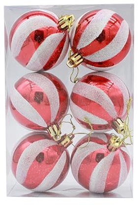 Kunststoff Weihnachtskugeln Set mit Aufhängen Bemalte 6 cm große Weihnachtsdekoration, Layout-Requisiten, Weihnachtsbaum-Hängedekoration, handbemalte Weihnachtskugel aus Weihnachtskugeln (A, A)