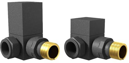 EcoSpa Manual Square Radiator Valve - Corner - Anthracite (Pair)