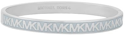 Michael Kors Women's MK Logo Blue and Silver-Tone Brass Bangle Bracelet (Model: MKJH0025C040), One Size, Brass, no gemstone