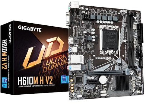 GIGABYTE H610M H V2 Mainboard - Unterstützt Intel Core Prozessoren 14th CPUs, 4+1+1 Hybrid Digital VRM, up to 5600MHz DDR5, 1xPCIe 3.0 M.2, GbE LAN, USB 3.2 Gen 1