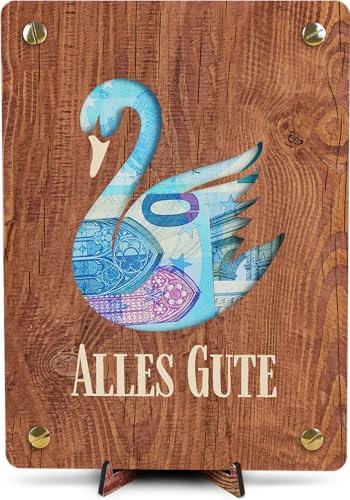 Schwan Deko - XL Geldgeschenk aus Holz inkl. Ständer | Schwan - Schwan Geschenk, Schwan Figur,