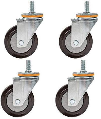 Schwerlastrollen 4x Möbelrollen Lenkrollen Schwerlastrollen Transportrollen M14 / M16 Drehbare Gewindestange mit Feststeller