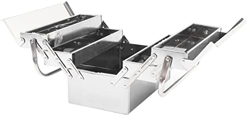 Metal Cantilever Tool Box,3 Layer 5 Tray Fold Out Stainless Steel Tool Box with Handle,Multifunctional Tool Storage Box Organizers Chest for Household Factory Warehouse Repair