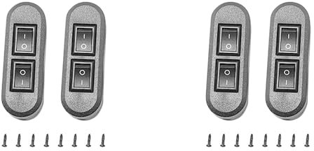 Janasiba Lot de 2 interrupteurs à bascule droits intégrés, interrupteur duplex noir, convient pour lampe de bureau à double contrôle