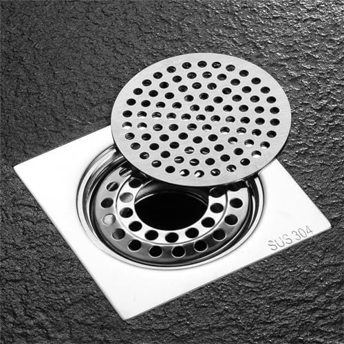 Tapa redonda para filtro de desagüe de ducha, colador de fregadero de acero inoxidable, resistente al óxido, colador de pelo, filtro de drenaje de tapón de fregadero (9 cm)
