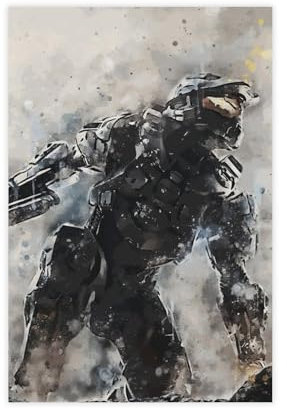 bnyesa Poster Master Chief, Spartan Halo Universe Protagonist Poster Leinwand Poster Schlafzimmer Dekor Landschaft Büro Zimmer Dekor Geschenk 60 x 90 cm