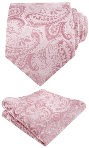 Alizeal Cravate florale faite à la main avec carré de poche, 174-Rose clair, taille unique