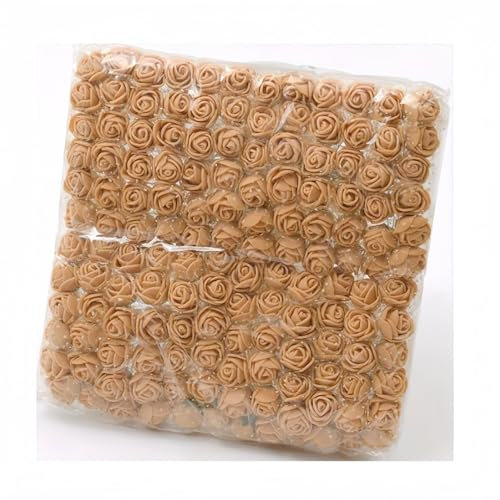 DODXIAOBEUL 144 pcs Mini Roses Artificial Flowers,Mini Roses for Crafts,Miniature Flowers for Dollhouse, for Gift Decoration, Handicraft DIY Flowers,Dollhouse Décor (144, Gold)