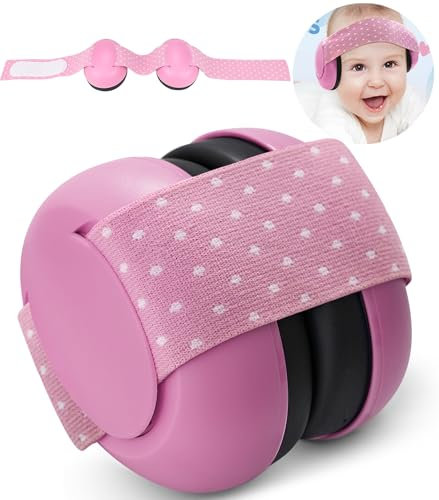YANKUIRUI Cache-oreilles pour bébé, réduction du bruit pour nourrissons et tout-petits jusqu'à 36 mois, casque réglable confortable contre les dommages auditifs et améliore le sommeil, rose, Taille