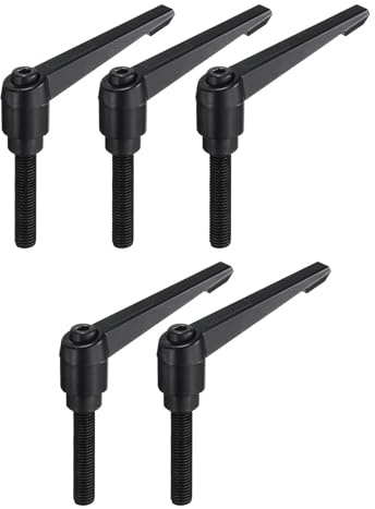 sourcing map Verstellbarer Klemmhebelgriff, M10 x 50 mm, metrisch, Schwarzoxid, Karbonstahl, Außengewinde, Bolzen, Handknöpfe, Ratsche, drehbare Schraubgriffe, Schrauben mit Verriegelungshebel,