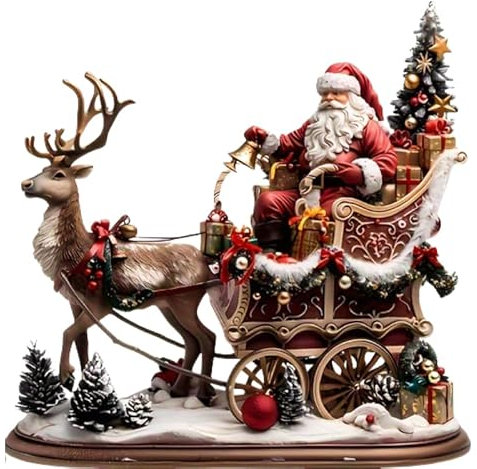 REOZIGN Figura De Papá Noel, Reno De Santa Claus Sentado, Figuras De Anime 28 Cm/11 Pulgadas, Patrón De PVC Hecho A Mano Decoración, Regalo Artesanal