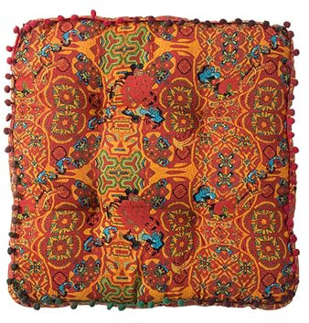 MESCXTY Stuhlpolster mit marokkanischem Aufdruck,Sitzkissen aus Baumwollleinen im Boho-Stil,weiches bequemes Bodenkissen für Terrassenstühle,für Esszimmer Küchenstühle Innenbereich(42x42cmOrange)