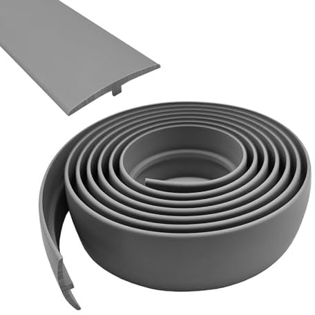Übergangsprofil selbstklebend, Breite 50 mm, Flexible PVC-Übergangsstreifen-T-Formteil, Übergangsleiste ohne bohren, Abdeckleiste (Grau, 5 m)