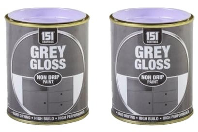 MIXEL Grey Gloss Non-Drip Paint, Easy to Apply, Quick Drying, Ideal for Wood, Metal, Concrete, UV-Resistant, DIY Projects, Ideal for Interior and Exterior Use, 300ml, (2 Pcs)