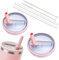 2pcs Stanley Cup Leakproof Lid with Straws for Stanley 40oz Replacement, No-Spill Cup Lids for Stanley Quencher, Tumbler Flip Straw Lid Include Cleaning Brush for Stanley Accessories (Pink)