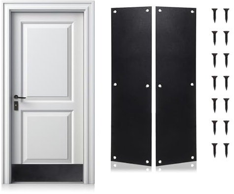 Hoowen 2PCS Door Scratch Protection Plate 16 x 4, Stainless Steel Door Kick Plate Push Plate Metal Kickplates for Door Bottom, Closet, Front Interior Exterior Doors, Prevents Scratches and Cracks