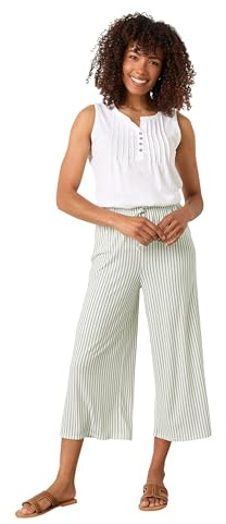 M&Co Sage Stripe Wide Leg Culottes - Women's Green