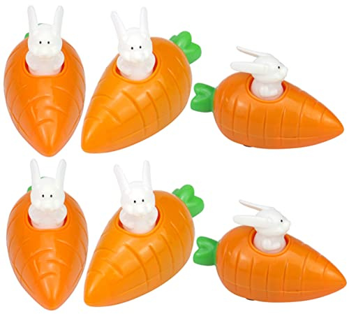 GARIOUANS 6 Stück Teiliges Rückziehspielzeug Auto Karotten Rennfahrzeuge für Kleinkinder Lustige Ostergeschenke für Jungen und Reibungsbetriebene Spielautos mit Buntem Cartoon Design