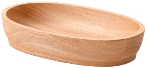 LSQCSN Antique Wooden Oval Fruit Plate, Boat Shaped Decorative Salad Serving Bowl Oval Wooden Snack Tray for Dining Table Setting (6.5 Inches)