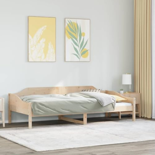 Mandloder Massivholzbett Kiefernholz 90x190 cm, unbehandeltes Holz, Lattenrost aus Sperrholz, stabiles Bettgestell, modernes Design, langlebiges Einzelbett für Schlafzimmer