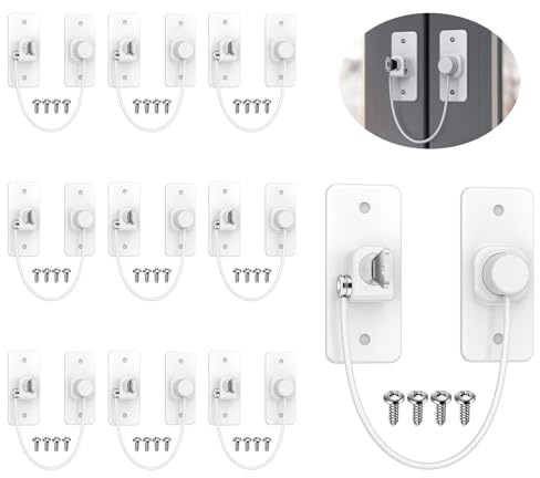 GETLITOOL Child Safety Window Restrictors 10 Pack, No Drilling Self Adhesive UPVC Window Locks with Keys & Screws, Childproof Limiting Opening Distance for Home Public School and Commercial