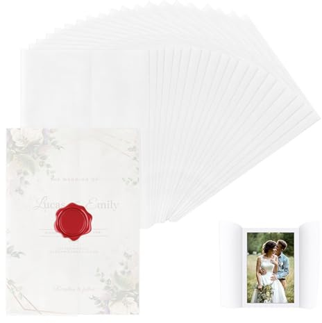 Luckwaii A5 Briefumschläge Pergamentpapier für Einladungen, 50 Stück Umschläge Durchscheinend Pergamentumhüllen 15x21cm Wedding Envelopes für Hochzeiteinladungen Geburtstag Babypartys Grußkartenhüllen