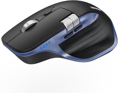 TECKNET Mouse Wireless Bluetooth con Rotella di Scorrimento Orizzontale | Connessione a 3 dispositivi (BT5.3/5.0+2.4G), Ricaricabile, 800-4800DPI, per PC/Tablet/Laptop/Computer/MacOS/Windows, Blu