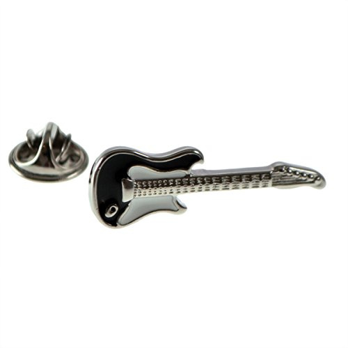 Black Guitar Enamel Pin Badge 1x3cm
