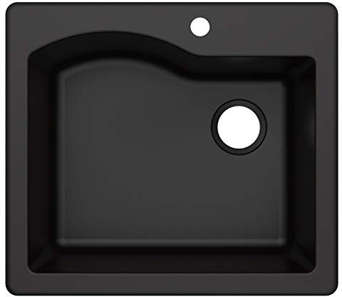 Kraus KGD-441BLACK - Fregadero de cocina de granito, color negro, 63 cm