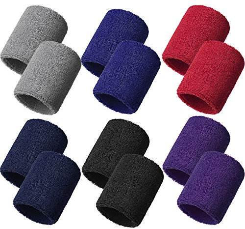 Bememo 12 Packung Schweißbänder Sport Armband Baumwolle Schweißband für Männer und Frauen, Gut für Tennis, Basketball, Laufen, Fitness, Training